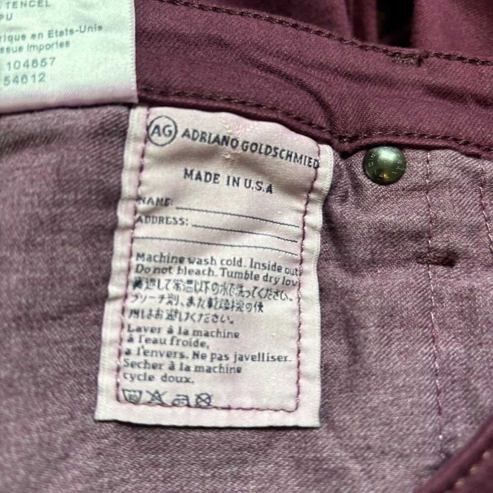 NEW AG Adriano Goldschmied Burgundy Slim Straight‎ The Stevie Ankle Size 27 - Picture 12 of 13